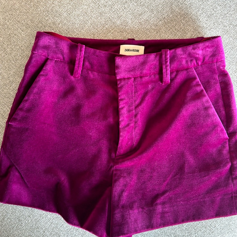 Zadig & Voltaire Pink Velvet Shorts
